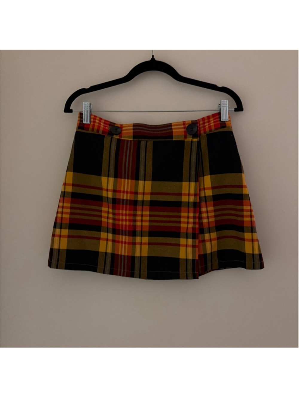 Women's FOREVER 21 Plaid Mini Skirt S Yellow Red